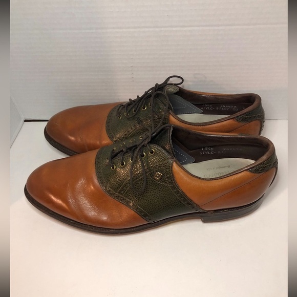 Foot Joy Vintage Green and Brown Leather Oxford Shoes men’s size 10.5 main image 12